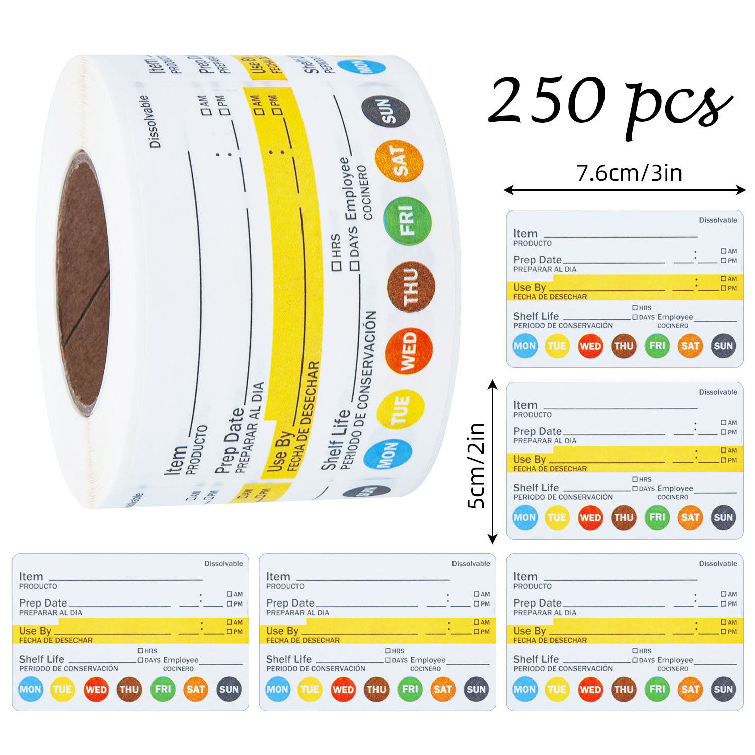 Meal Prep Dinners - 250 Pezzi/Rotolo Etichette Adesive Impermeabili per