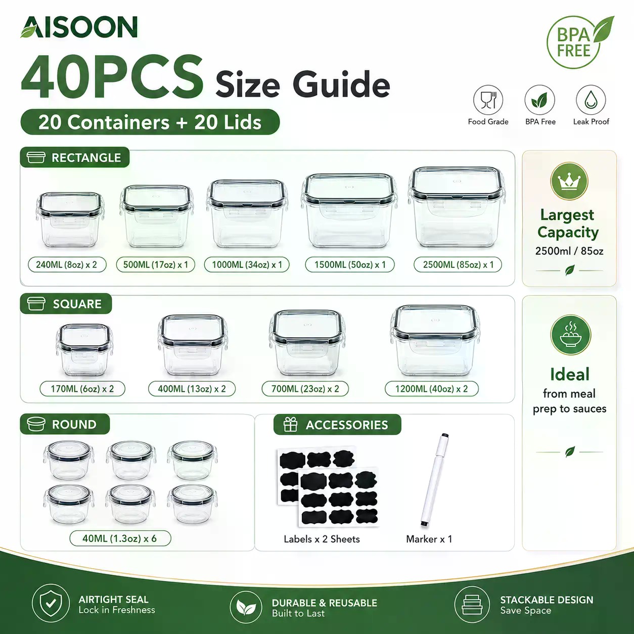Set di 40 Contenitori per Alim - Meal Prep Dinners recensione e prezzo